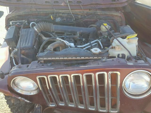 1J4FA49S71P306151 - 2001 JEEP WRANGLER / MAROON photo 7