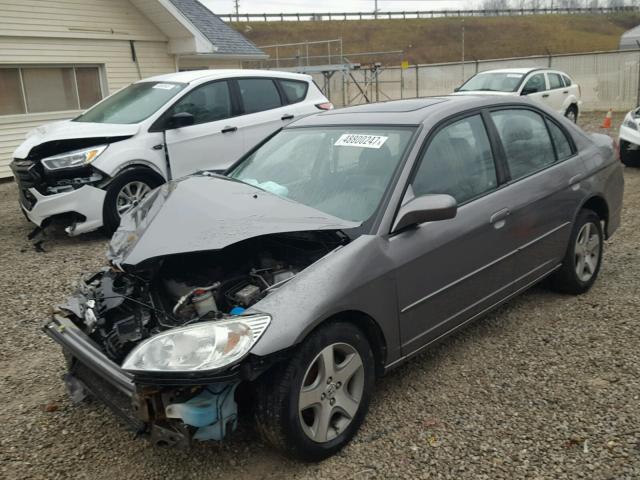 1HGES26775L018969 - 2005 HONDA CIVIC EX GRAY photo 2