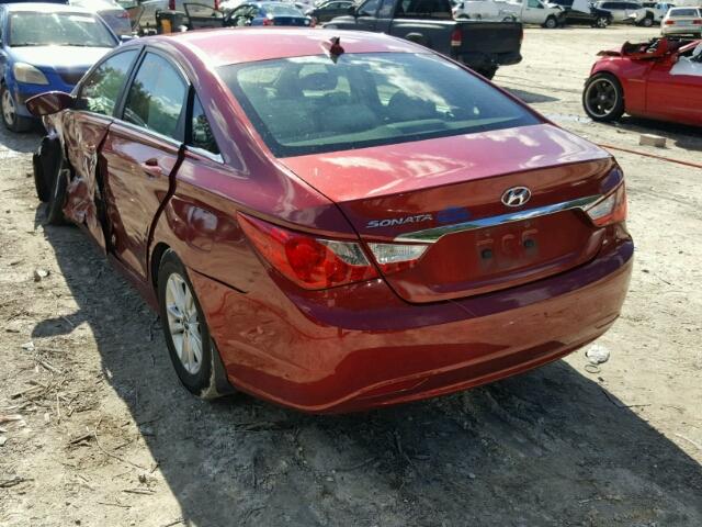 5NPEB4AC9CH463097 - 2012 HYUNDAI SONATA GLS RED photo 3