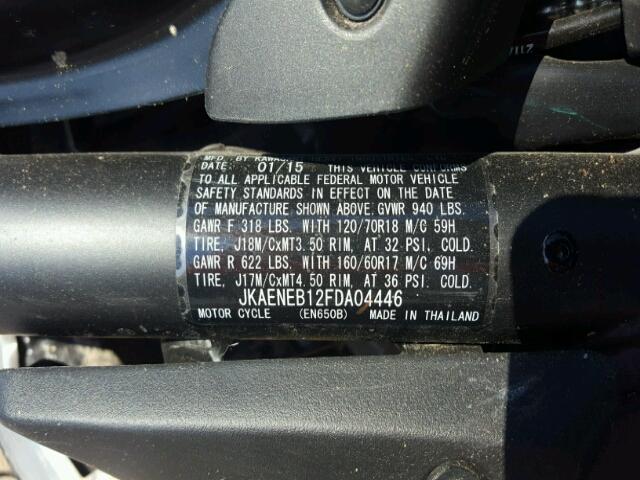 JKAENEB12FDA04446 - 2015 KAWASAKI EN650 B BLACK photo 10