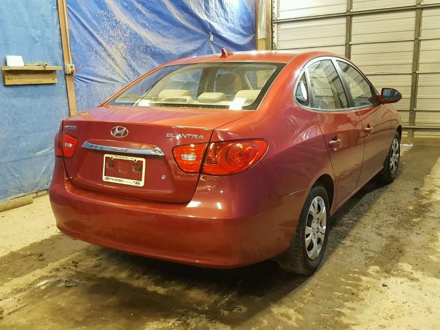 KMHDU4ADXAU924661 - 2010 HYUNDAI ELANTRA BL RED photo 4