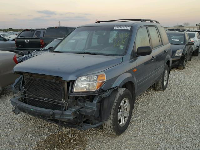 2HKYF18187H533604 - 2007 HONDA PILOT LX BLUE photo 2