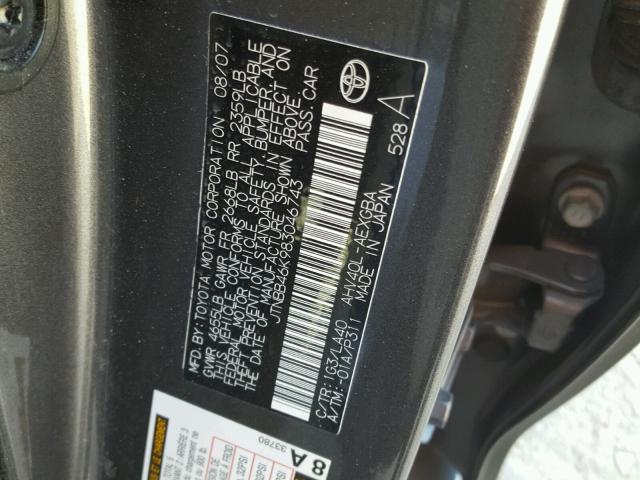 JTNBB46K983046743 - 2008 TOYOTA CAMRY HYBR GRAY photo 10