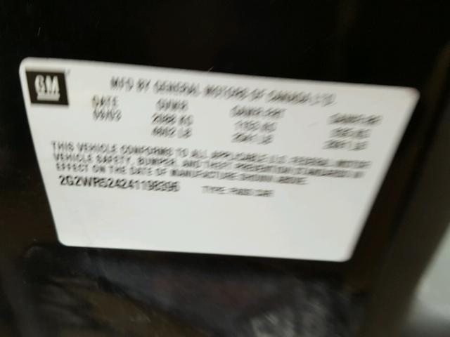 2G2WR524241198396 - 2004 PONTIAC GRAND PRIX BLACK photo 10