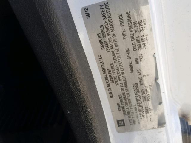 1GCJSDFEXC8169988 - 2012 CHEVROLET COLORADO L WHITE photo 10