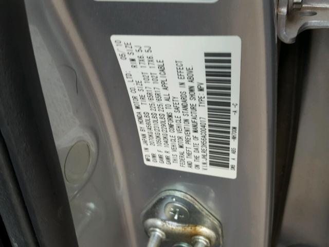 JHLRE3H56AC004017 - 2010 HONDA CR-V EX SILVER photo 10