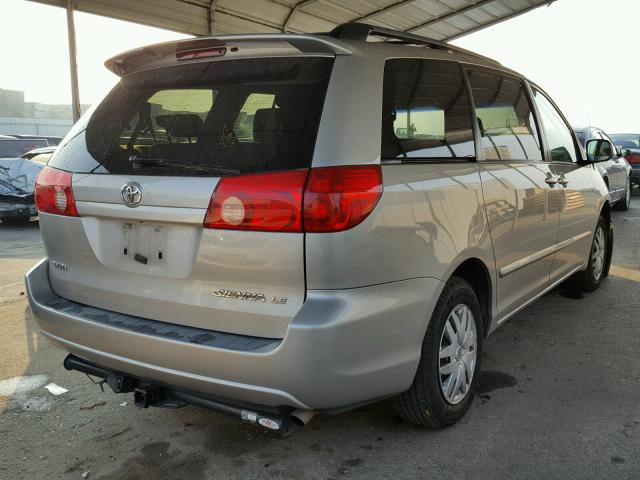 5TDZK23C77S001043 - 2007 TOYOTA SIENNA CE SILVER photo 4