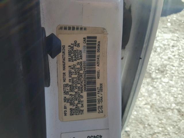 1NXBE4EEXAZ246338 - 2010 TOYOTA COROLLA XR 白色 照片 10