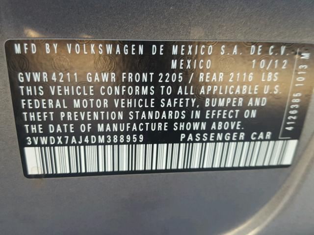 3VWDX7AJ4DM388959 - 2013 VOLKSWAGEN JETTA SE CHARCOAL photo 10