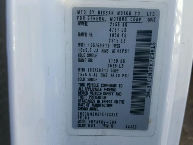 3N63M0ZN0FK723815 - 2015 CHEVROLET CITY EXPRE WHITE photo 10