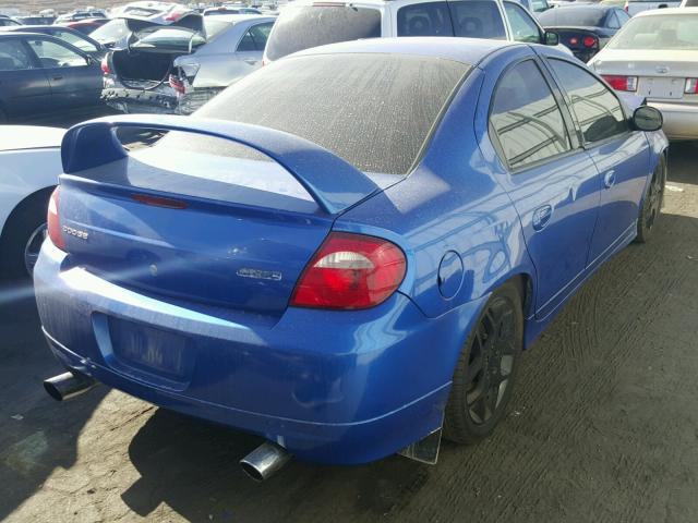 1B3ES66S34D622474 - 2004 DODGE NEON SRT-4 BLUE photo 4