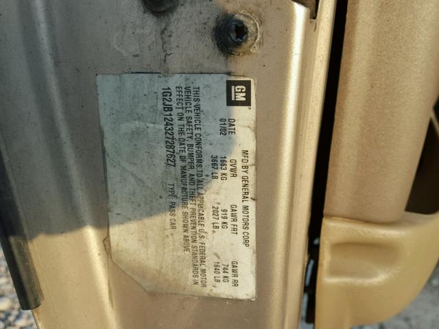 1G2JB124217278187 - 2001 PONTIAC SUNFIRE SE GOLD photo 10