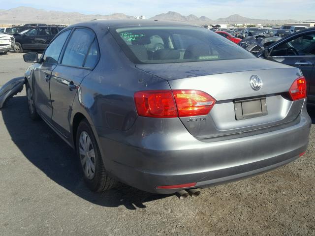 3VW2K7AJ5CM365646 - 2012 VOLKSWAGEN JETTA BASE 灰色 照片 3