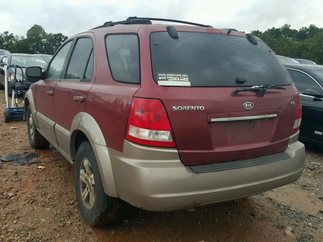 KNDJD733355492265 - 2005 KIA SORENTO BA MAROON photo 3