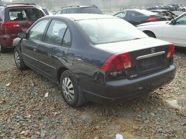 1HGES16541L016664 - 2001 HONDA CIVIC LX BLACK photo 3