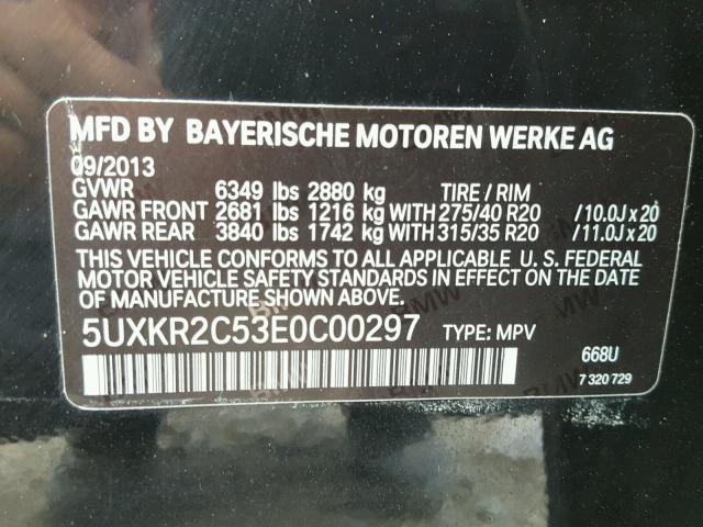 5UXKR2C53E0C00297 - 2014 BMW X5 SDRIVE3 BLACK photo 10