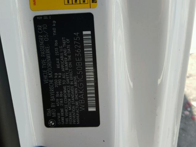 WBAKG1C50BE362754 - 2011 BMW 335 IS WHITE photo 10