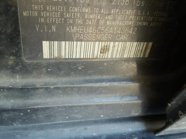 KMHEU46C56A143642 - 2006 HYUNDAI SONATA GLS BLACK photo 10