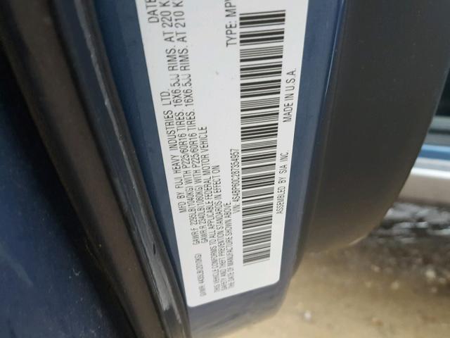 4S4BP60C287354957 - 2008 SUBARU OUTBACK BLUE photo 10