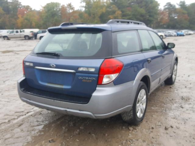 4S4BP60C287354957 - 2008 SUBARU OUTBACK BLUE photo 4