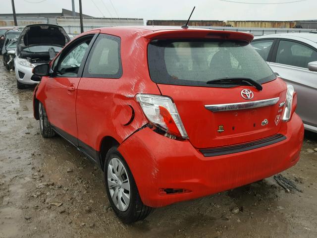 JTDJTUD34CD532923 - 2012 TOYOTA YARIS RED photo 3