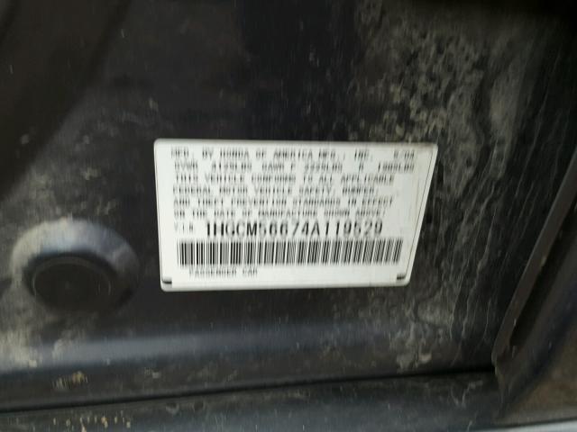 1HGCM56674A119529 - 2004 HONDA ACCORD EX 蓝色 照片 10