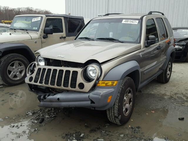 1J4GL48K35W620018 - 2005 JEEP LIBERTY SP TAN photo 2