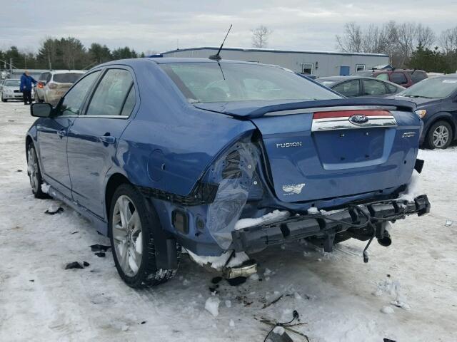 3FAHP0KC1AR309375 - 2010 FORD FUSION SPO BLUE photo 3