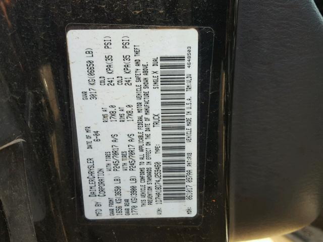 1D7HA18D74J259460 - 2004 DODGE RAM 1500 S BLACK photo 10