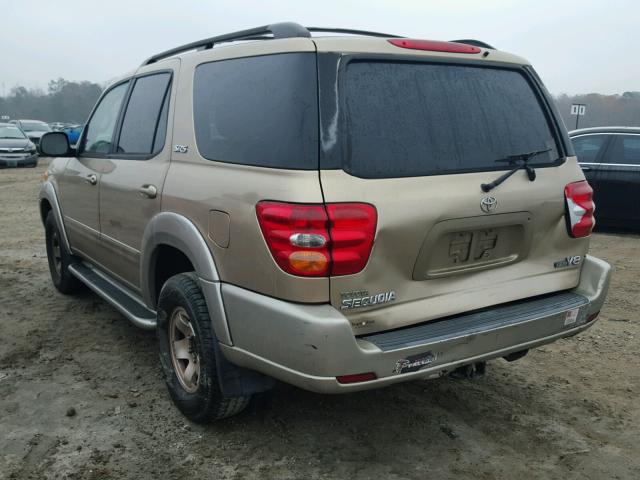 5TDZT34A82S106392 - 2002 TOYOTA SEQUOIA SR TAN photo 3