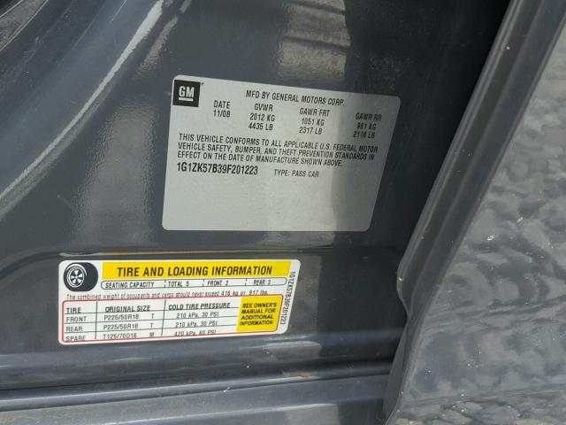 1G1ZK57B39F201223 - 2009 CHEVROLET MALIBU LTZ 灰色 照片 10