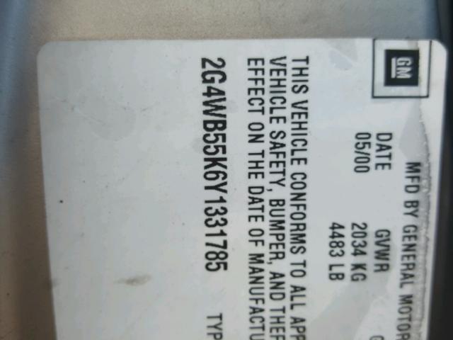 2G4WB55K6Y1331785 - 2000 BUICK REGAL LS TAN photo 10