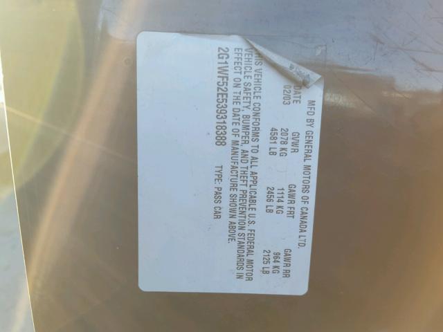 2G1WF52E539318388 - 2003 CHEVROLET IMPALA 黑色 照片 10