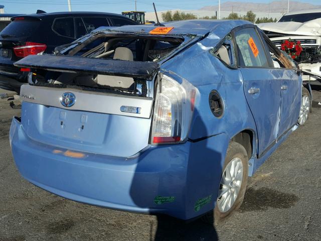 JTDKN3DP8C3016579 - 2012 TOYOTA PRIUS PLUG BLUE photo 4