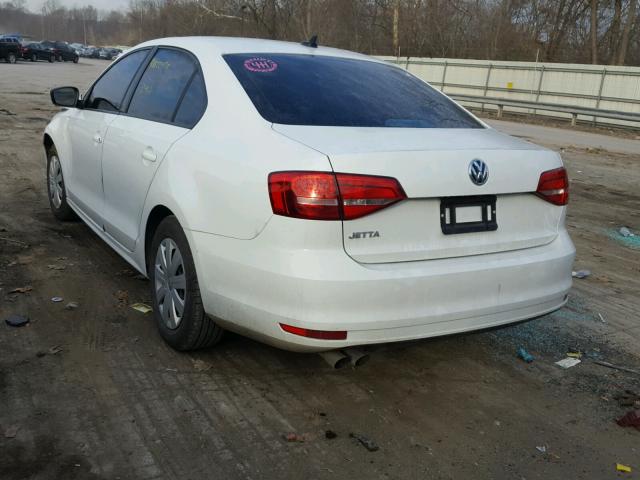 3VW1K7AJXFM406157 - 2015 VOLKSWAGEN JETTA BASE WHITE photo 3