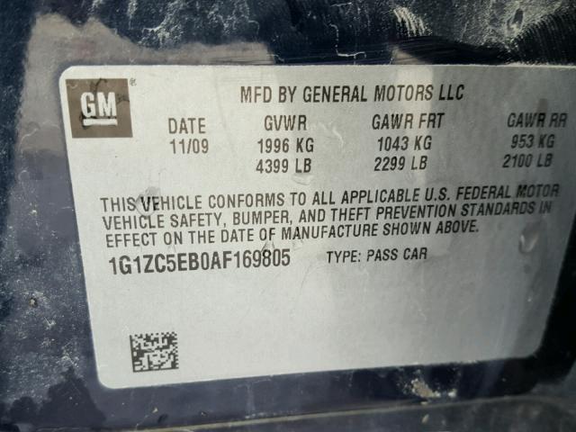 1G1ZC5EB0AF169805 - 2010 CHEVROLET MALIBU 1LT 蓝色 照片 10