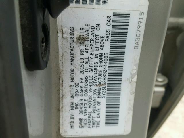 5Y2SL62883Z444085 - 2003 PONTIAC VIBE SILVER photo 10