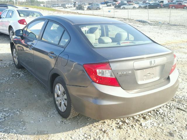 2HGFB2F58CH504414 - 2012 HONDA CIVIC LX GRAY photo 3