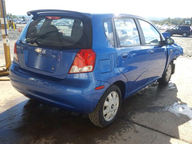 KL1TD62625B312359 - 2005 CHEVROLET AVEO BASE Կապույտ լուսանկար 4