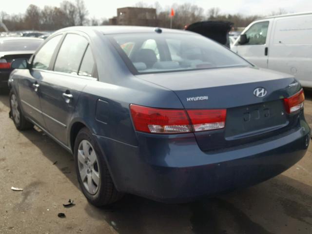 5NPET46C48H329319 - 2008 HYUNDAI SONATA GLS BLUE photo 3