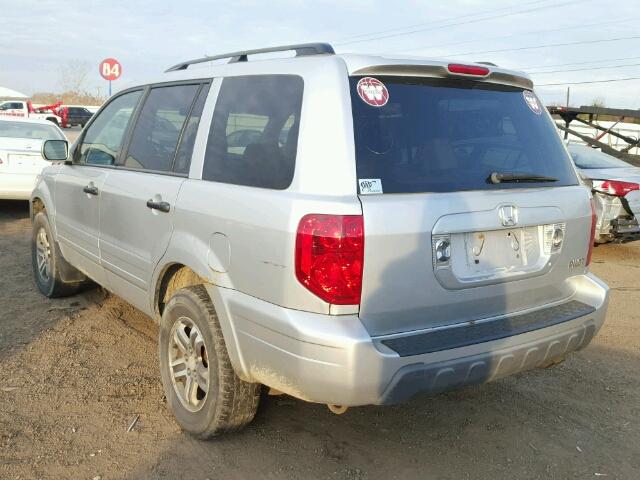 2HKYF18614H611700 - 2004 HONDA PILOT EXL SILVER photo 3