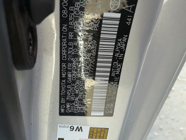 JTKDE177770168359 - 2007 TOYOTA SCION TC 银色 照片 10