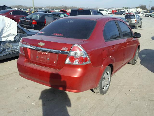 KL1TD56E59B336012 - 2009 CHEVROLET AVEO LS RED photo 4