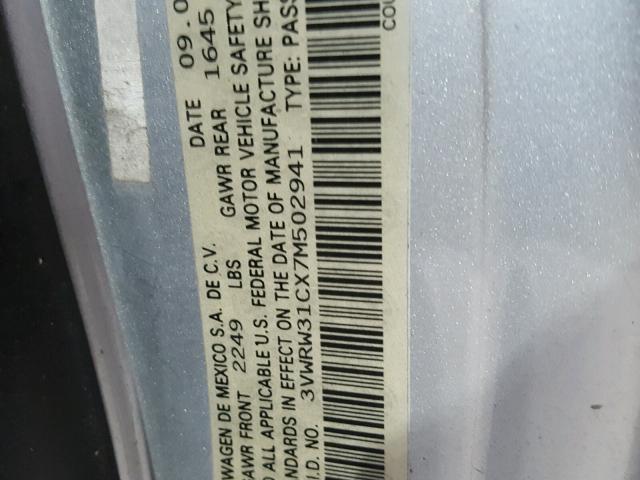 3VWRW31CX7M502941 - 2007 VOLKSWAGEN NEW BEETLE Gümüş foto 10