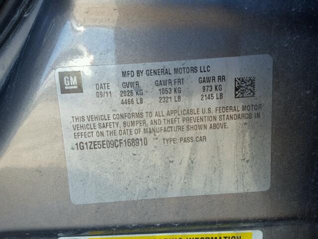 1G1ZE5E09CF168910 - 2012 CHEVROLET MALIBU LTZ 棕色 照片 10