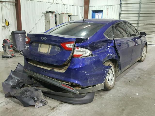 1FA6P0G78E5366619 - 2014 FORD FUSION S BLUE photo 4