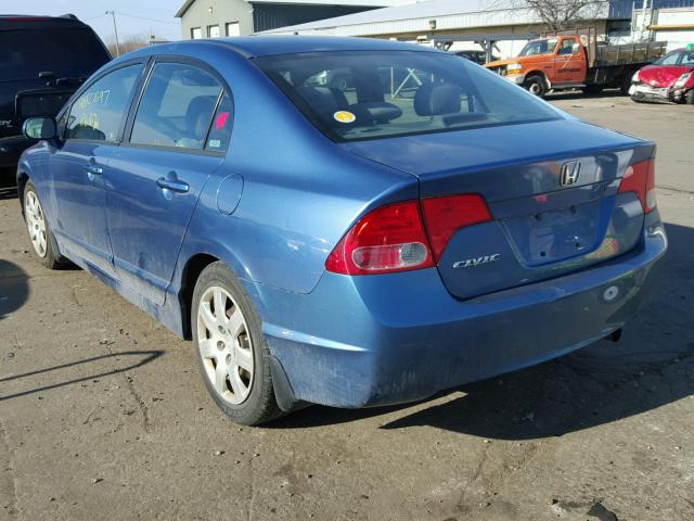 1HGFA16546L014735 - 2006 HONDA CIVIC LX BLUE photo 3