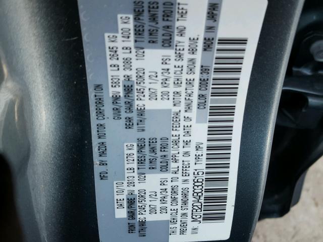 JM3TB2DA4B0306151 - 2011 MAZDA CX-9 BLUE photo 10