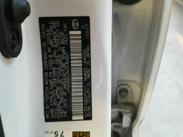JTDKB20U963180667 - 2006 TOYOTA PRIUS 白色 照片 10