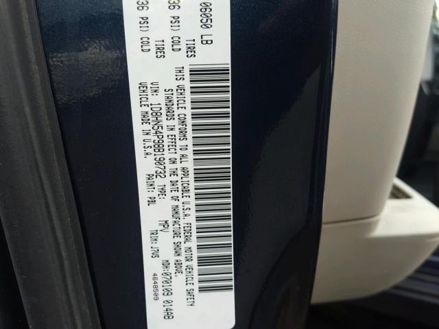 1D8HN54P98B190732 - 2008 DODGE GRAND CARA BLUE photo 10